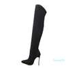 Boots Sexy Over The Knee High Woman Flock Leather Thick Heels Women Winter Black Apricot Brown Party Shoes