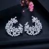 Ankunft Symmetrisches Blumendesign Königsblauer Zirkonia Großer süßer Sommerohrring Schmuck für Frauen CZ104 210714