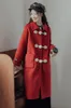 Kobietowe mieszanki kobiet wełnianych kobiet w średniej długości Czerwony płaszcz Autumn Woolen 2022 Winter Loose College Style Rogon Button Casual
