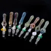 Glass NC -satser med kvartspetsar 10mm Joint Hookahs Dab Straw Plastic Clips Nector Collector Kit Oil Burner Dab Rigs Multiclor Pipes