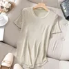 Female knit T-shirt Women ops Lurex Glitter Summer Shirt for Black White shirt Short Sleeve Shirts tops 210420