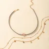 Collana con nappa a stella multistrato bohémien per ciondoli da donna Collare per gioielli Chian in flanella di metallo in lega di sole