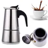 Stainless Steel Moka Pot Espresso Coffee Maker Stovetop Filter Cafe Cafetera Pitcher Percolator Tool 100/200/300/450ml 210423