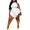 3xl 4xl Plus Size Playsuits For Women Fat White Solid Bodycon Sexy Evening Party Night Club Wear Rompers Big 210510