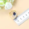 African Jewelry Sets Dubai Yellow Gold Color Wedding Accessories Blue Cubic Zirconia 6-Colors Bracelet And Ring Sets H1022