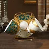 Luxury Bone China Tea Cup Saucer Spoon Set 250ml Kaffekopp Guld Porslin Tea Ställ Keramisk Teacup Cafe Espresso Cup Dropship