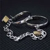 NXY Adult toys Stainless Steel Neck Collar Hand Ankle Cuffs Lockable Chain Shackle Fetter Metal Wrist Cuffs Restraint Slave Adult Game Sex Toys 1202
