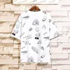 Enkelväg Mäns Oversized T-shirt Anime Fulltryck Bomull Hip Hop Tshirt Man Japanska Streetwear Harajuku T Shirt för män 210726