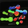 silicone Mini Spoon Hand Pipe bee Colorful Small Pyrex Oil Burner Glass Straight Tube Colored Smoking Pipes