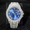 Relógios de relógios Número de árabe Relógios para homens Luxo Hiphop Gelado de Assistir Sliver Sliver Rhinestone Bling Quartz WristWatch presentes