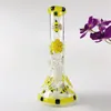 Bee Pattern Luminous Beaker Bong Hookahs Glass Water Bongs Colorful Pipes Heady Mini Pipe Dab Rigs Small Bubbler Beaker recycle oil rig