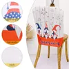 white Gnomes Chair Cover USA Independence Day Patriotic Pattern Faceless Dwarf Dining Room Kitchen Restaurant Chairs Decor