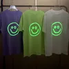 Letnie męskie Damskie Designers Koszulki Luźne Tees Marka Marka Topy Mężczyźni Paryż Uliczne Szorty Rękaw Odzież Noctilucent Pure Color Hollow Out Pary Tee