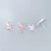 Pink Crystal Graceful Ballet Fairy Stud Earring for Women 925 Sterling Silver Fashion Ear Studs Fine Jewelry Bijoux 210707