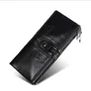 Brieftaschen RFID Öl Wachs Kuh Leder Brieftasche Echte Geldbörse Frau Mann Mode Stil Lange Größe Hohe Qualität Schwarz Rot COF194I