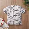 Barn Dinosaur Print Short-Sleeve Sommar Söt Kids Kläder Tecknad T-shirt Bottom 3-7 y 210611
