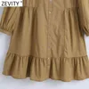 Mulheres moda manga sólida cor sólida peito poplin camisa vestido chique escritório senhora plissado ruffles casual retidão vestidos ds8243 210416