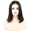 Mongoliska raka spetsarskort korta bob remy mänskliga hår 4x4 stängning peruk för svarta kvinnor naturlig färg