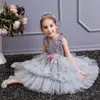 Modeflickor klänningar tulle tutu puffy boll kappa barn blomma flicka klänning båge ärmlös toddler page crows