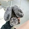 Luxe Bunny Rabbit Cases Bont Haar Pluche Fuzzy Fluffy Big Ear Case voor iPhone 11 12 Mini Pro XS MAX XR 7 6 6S Plus Phone Christmas Cover