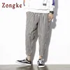 Zongke Black Striped Harembyxor Män Jogger Sweatpants Hip Hop Trousers Streetwear Joggers Casual 210715