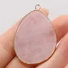 Goutte d'eau plate guérison Labradorite pierre d'amazonite semi-précieuse breloques pendentif en cristal de Quartz Rose collier à faire soi-même femmes bijoux de mode trouver 30x45mm