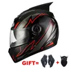 Casques de moto 2 Cadeaux Casque Intégral Double Lentille Casco Moto Double Visières DOT Approuvé Pour Adultes Hiver Chaud