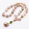 Boucles d'oreilles collier GuaiGuai bijoux lavande naturelle Keshi perle CZ Animal Baroque pendentif calcédoine Bracelet ensembles pour les femmes