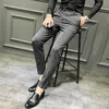 28-42 Plus Size Business Sukienka Spodnie Mężczyźni Paski Office Office Formalne Spodnie Slim Wedding Casual Spodnie Streetwear 210527