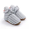 Nouveau-né Garçon Fille Bébé Cheville Chaussettes Chaussures Mignon Stripe Toddler Prewalker Chaussons Coton Hiver Doux Anti-dérapant Chaud Infant Berceau Chaussure G1023