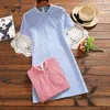 Chiński styl Cheongsam Dress Original Design Kobiety Krótki Rękaw Red Blue Plaid Summer Sukienki Vintage Femininos Vestidos 210520