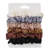 Hårtillbehör 6pcslot Kvinnor Scrunchies Satin Silk Ties Rope Girls Elastic Rubber Band Hairband Ponytail Holders 513G9586062