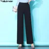 Streetwear Yaz Ofis İş Giyim kadın Pantolon Kadın Yüksek Bel Geniş Bacak Capris Kadınlar Için Pantolon Kadın Artı Boyutu 210608