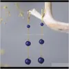 Dangle Chandelier Bijoux Drop Livraison 2021 Stone Bay S925 Sier Lapis Lazuli Long personnalisé plaqué or simple boucles d'oreilles de mode Ztlka