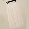 Zoki New Women Tulle Skirt Elastic High Waist Mesh Spring Summer Fashion Long Skirt a Line Black Girl Pleated Faldas 210331