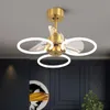 Ventiladores de teto leves Luxo Moderno Minimalista Invisível Lâmpada de Fan com sala de jantar elétrica Candeliers de quarto de estar