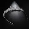 LUOTEEMI Boda de lujo Cristal nupcial Tiara Coronas Princesa Reina Pageant Clear CZ Joyería Diadema Accesorios para el cabello 210707