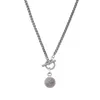 Mavis Hare Stainless steel Aloha Palm Tree Pendant Necklace with Figaro chain Toggle Clasp as Hawaiian Beach Jewelry