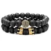 Bracelet en pierre de lave naturelle pour hommes, brins de perles, ensemble de perles rondes volcaniques de 8mm, Inte22