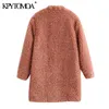 Kvinnor Mode Tjock Varm Faux Fur Teddy Coat Långärmade fickor Kvinnor Ytterkläder Chic Overcoat 210420