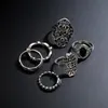 Cluster-Ringe NJ 2021 6 teile/satz Frauen Böhmischen Vintage Silber Stapel Über Knuckle Blau Set Luxus
