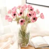6PCS Artificial Anemones Flowers Real Touch Poppy Branches for Wedding Home Decoration Fake Flower Fall Decorations 210624