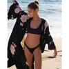 Swimwear Cover-ups Bohemian Printed Long Kimono Cardigan Open Front Women Plus Size Beach Wear Swim Suit Cover Up Q1138 210420