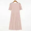 Foridol à pois bouton rose robe d'été femmes Vintage en mousseline de soie Maxi longue robe robes de goutte pour les femmes robe fendue 210415