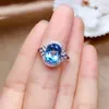 ブルークリスタルTopaz Aquamarine gemstonesダイヤモンドリング女性ホワイトゴールドシルバーカラー結婚式の婚約バンドパーティーギフト