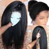 DIVA1 Afro-Amerikan Yaki Kinky Düz 360 Frontal İnsan Saç Peruk Öncesi Klumped Ön Siyah Kadınlar için 130%