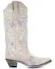 Laarzen Women's White Floral Geborduurde Western - Snip Toe