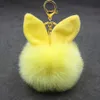 Keychains Plush key chain pendant cute rabbit ears hair ball imitation fur bag ornaments