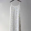 Johnature Vintage Summer Dress Stampa dritta senza maniche a metà polpaccio Spaghetti Strap O-Collo Casual Cotton Women Dress 210521
