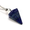 Cadeaux de fête de mariage pendentif en pierres précieuses naturelles collier cristal de guérison Chakra Reiki pierre d'argent prisme Hexagonal cône pendule Cha6032580